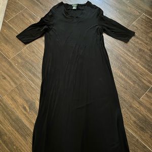 Lauren Ralph Lauren Black Maxi Dress with Elbow Sleeves